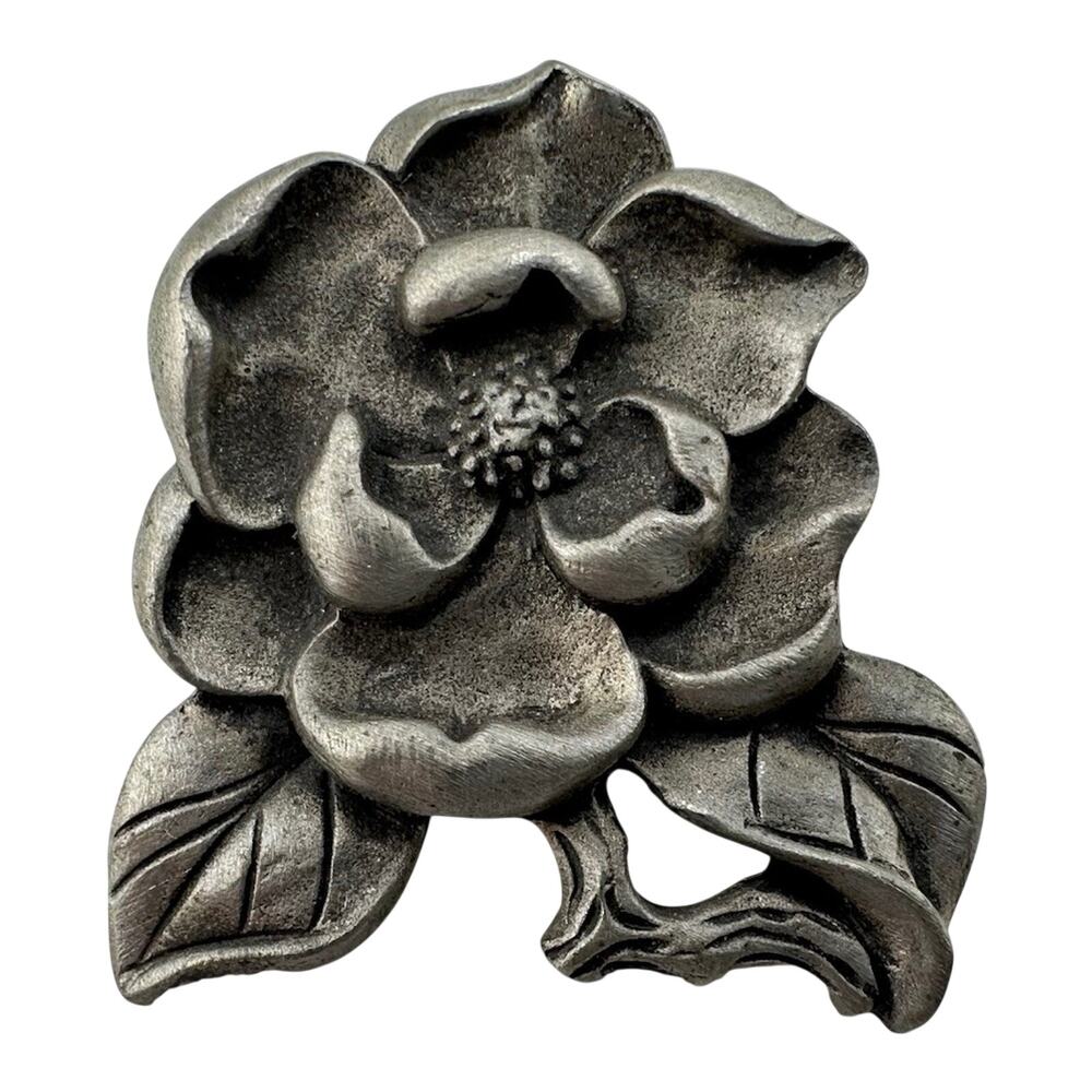 Vintage Wild Rose Lindsay Claire Designs Pewter Beautiful Flower 1”x1” Pin